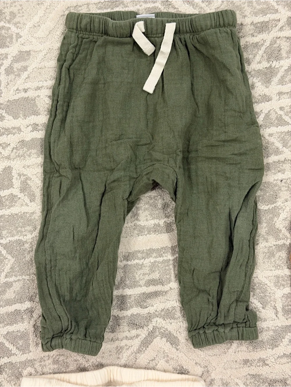 Old Navy Set of 4 Cotton Baby/Toddler Drawstring Pants/Olive, Rust, Cream, Navy
